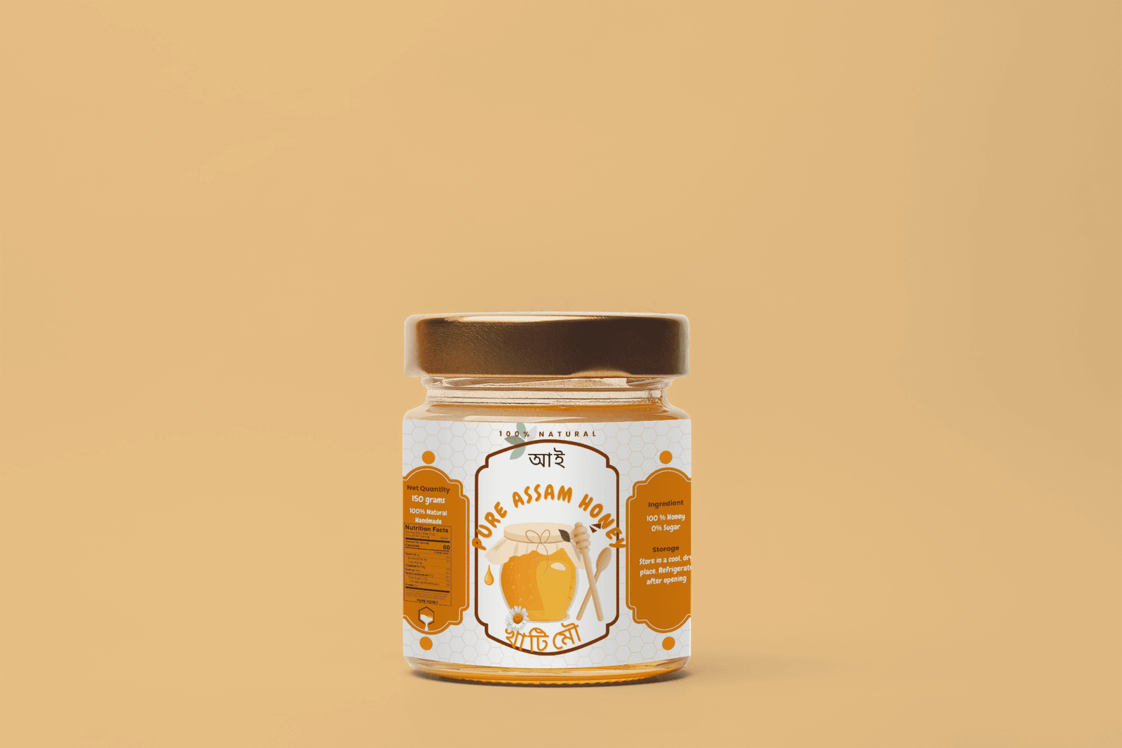 Raw Natural Honey – Pure, Unfiltered, Organic, Single-Origin Jar (150 g)